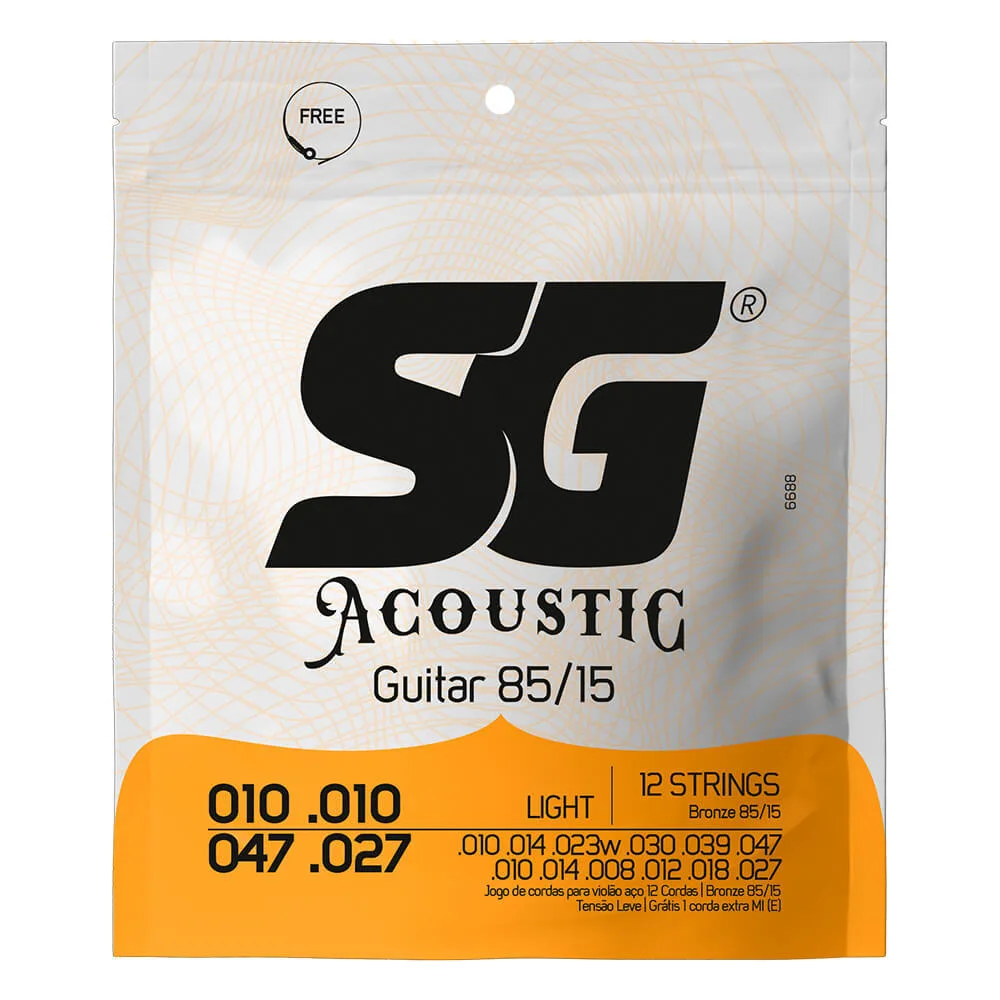 מיתרים לאקוסטית 12 מיתרים 010 Bronze Steel 85/15 String for 12-String מבית SG