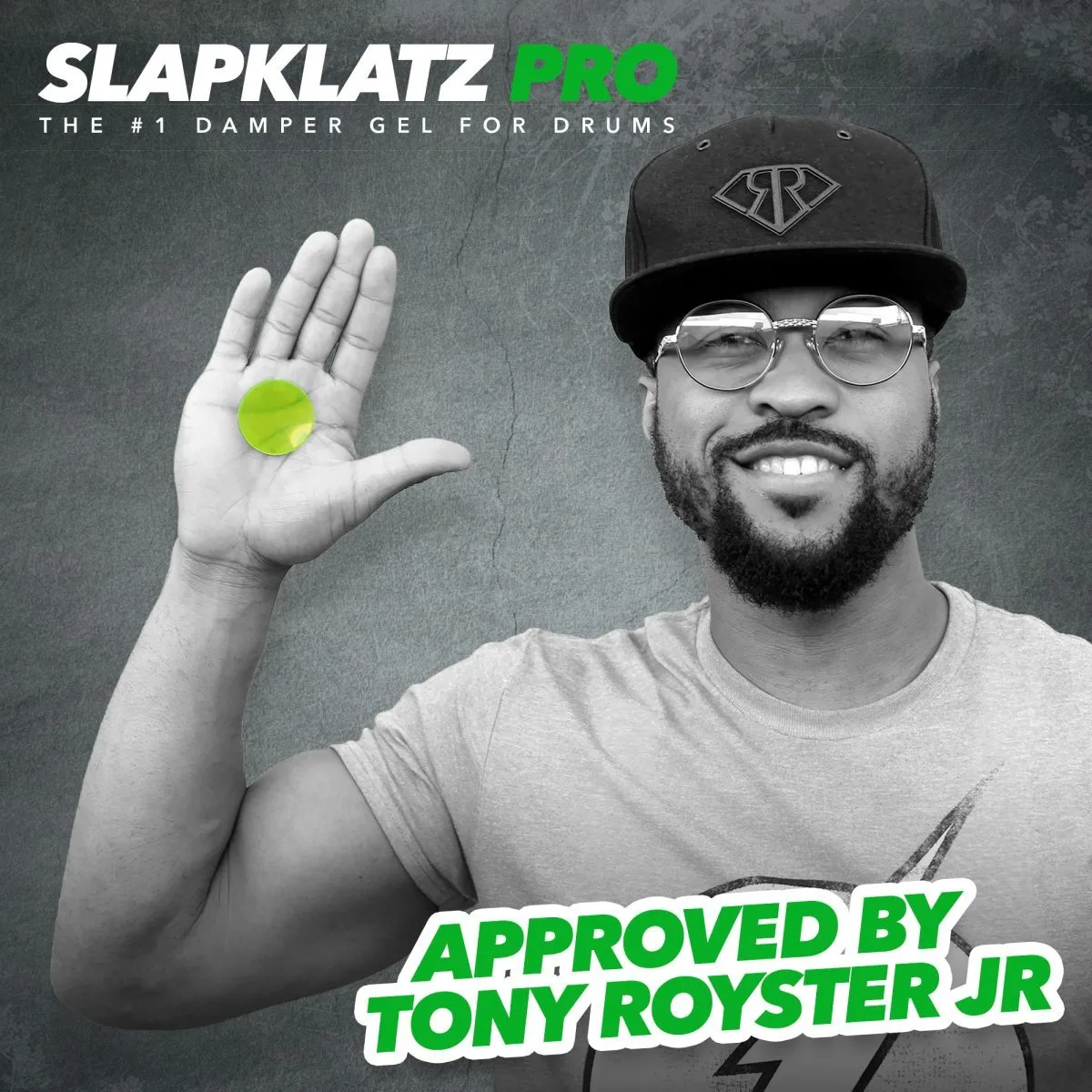 6 מדבקות ג'ל (שחור) Tony Royster Jr לעמעום התופים SlapKlatz Mini Black